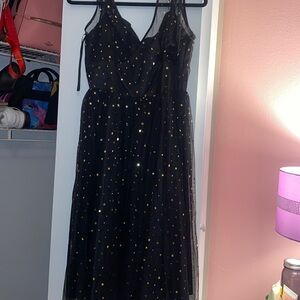 COPY - Black dress with gold starts moons L14